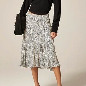 NWT J Crew Gwyneth Flounce Hem Pull On Ivory White Animal Cheetah Skirt Small